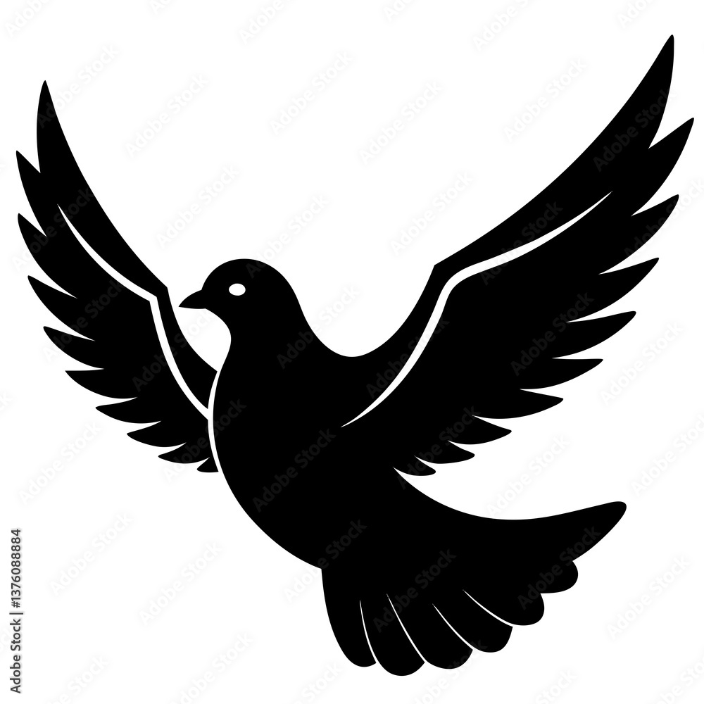 Obraz premium Elegant Dove Vector Silhouette | Peace Bird Illustration