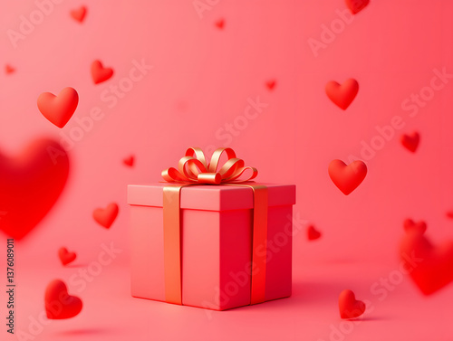 3D background simulation scene product display stand creative picture, Valentine's Day concept illustration