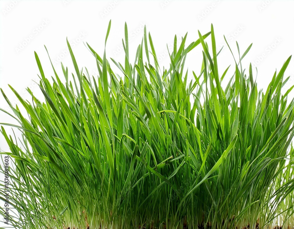 Fototapeta premium Green grass isolated on white background. The collection different types of lawn