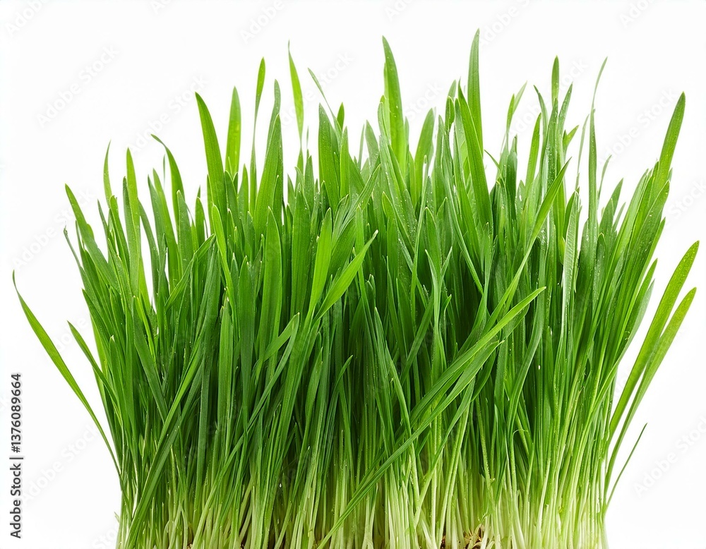 Fototapeta premium Green grass isolated on white background. The collection different types of lawn