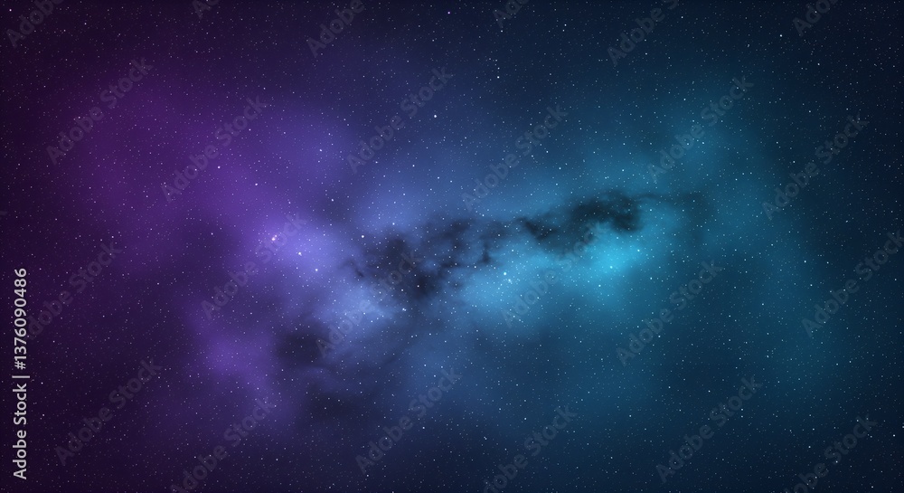 Fototapeta premium A deep-space starfield with a seamless gradient of violet, cyan, and deep navy blue