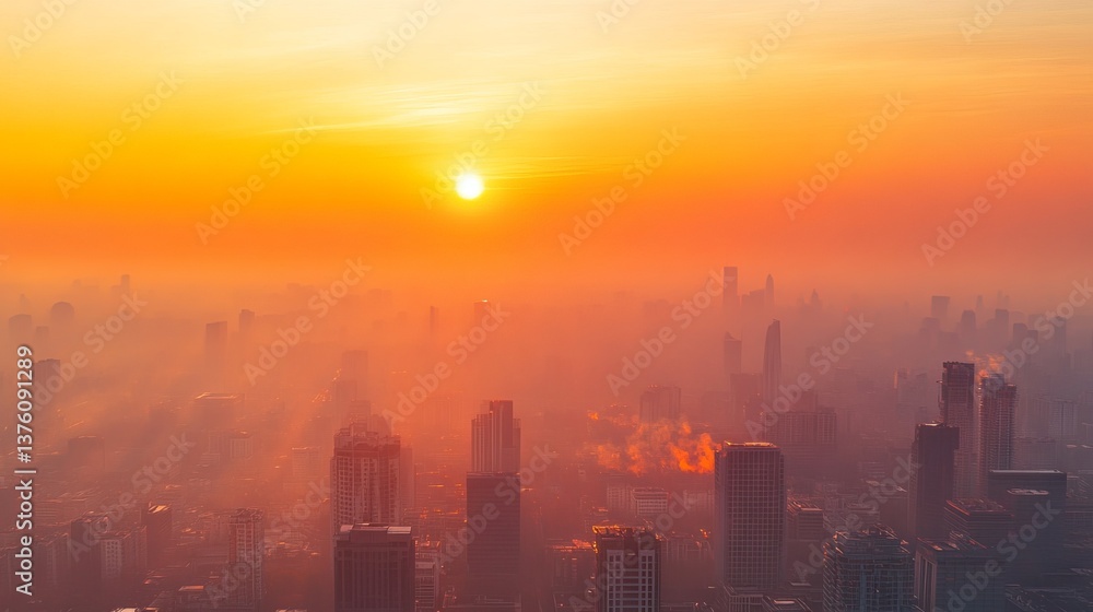 Fototapeta premium Microscopic Wildfire Smoke at Sunset