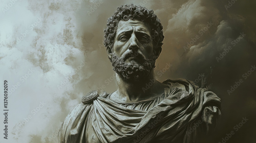 Obraz premium Roman bust, dramatic lighting