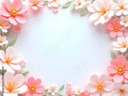Paper cut style bouquet abstract background, Beginning of Spring festival scene concept illustration
