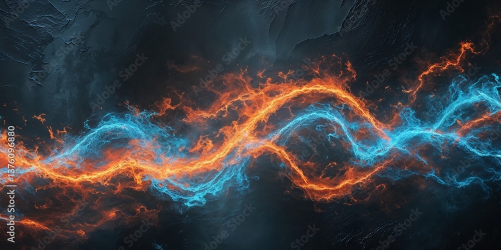 Fototapeta premium Dynamic energy flow abstract concept digital art dark background high contrast visual representation