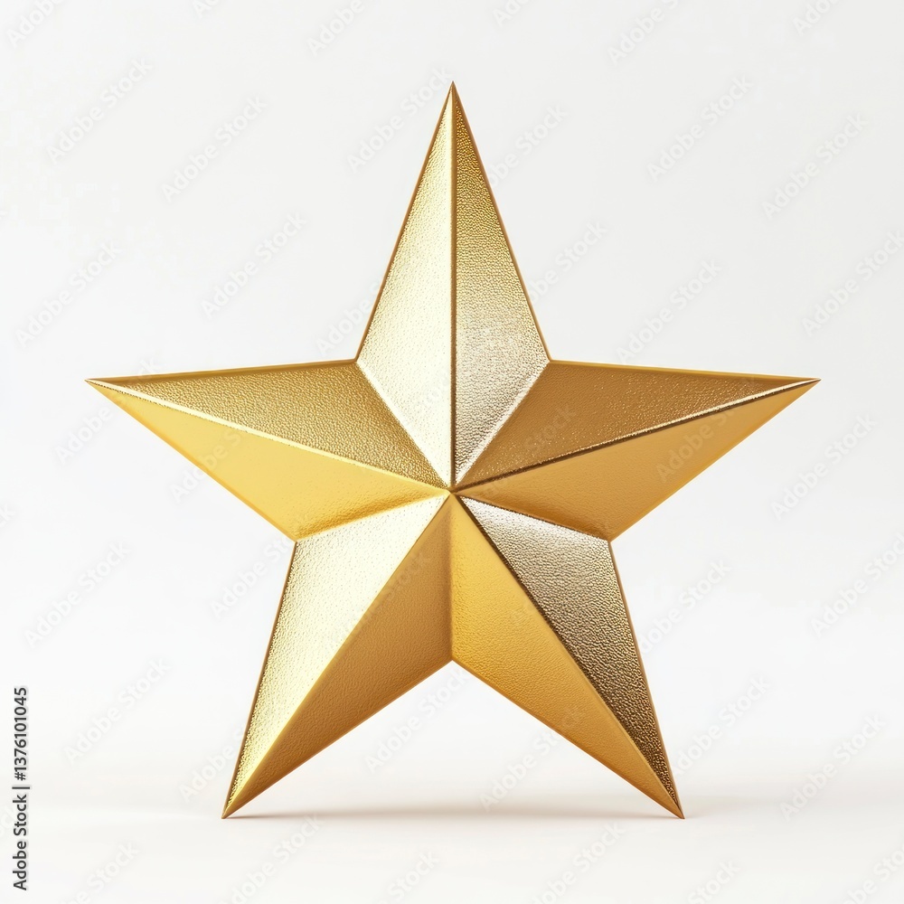Obraz premium Standing Golden Star Illustration on White Background for Decorative Use