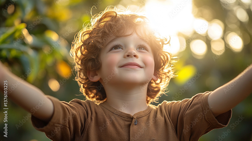 Joyful child enjoying nature on a sunny day Joyful child enjoying nature on a sunny day