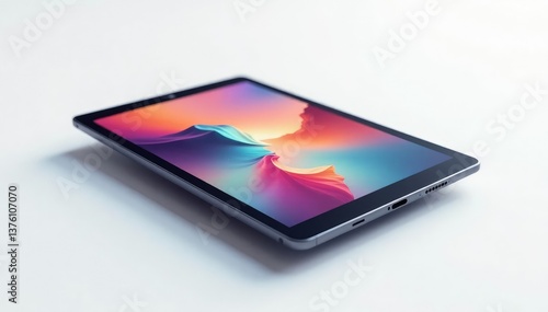 Wallpaper Mural Single floating digital tablet on white background, device, computer Torontodigital.ca