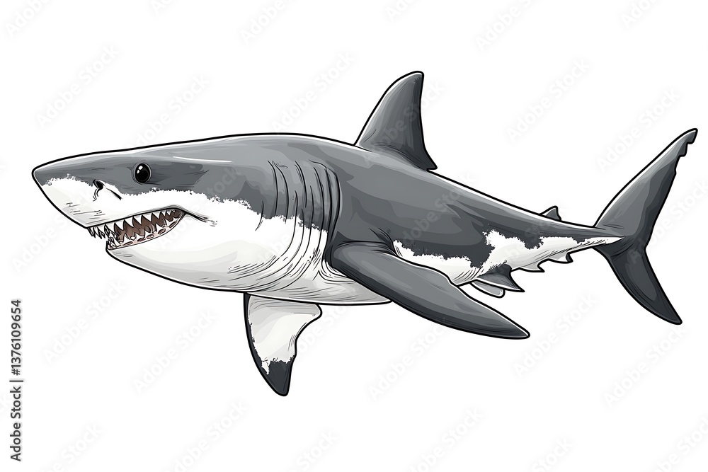 Obraz premium Great White Shark Ocean Predator.