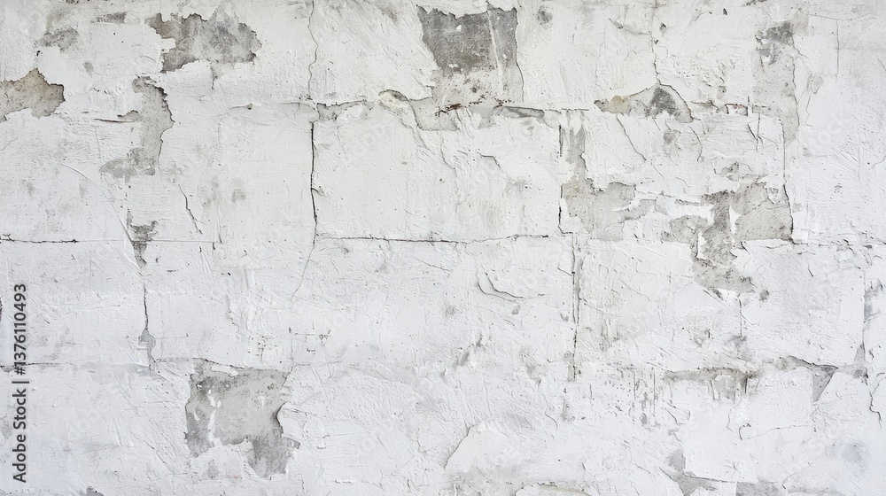 Fototapeta premium Rough concrete wall texture in grey, seamless pattern, white backdrop