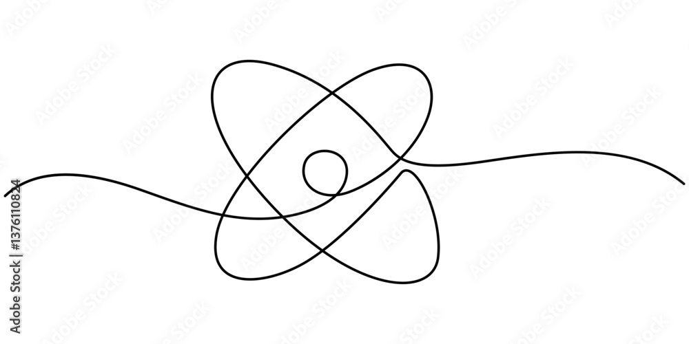 Atom molecule one continuous line design. Decorative elements drawn on a white background, Continuous Line Drawing of Science Icon. Hand Drawn Symbol Vector Illustration, Quantum Physics Vector Line. Atom molecule one continuous line design. Decorative elements drawn on a white background, Continuous Line Drawing of Science Icon. Hand Drawn Symbol Vector Illustration, Quantum Physics Vector Line.