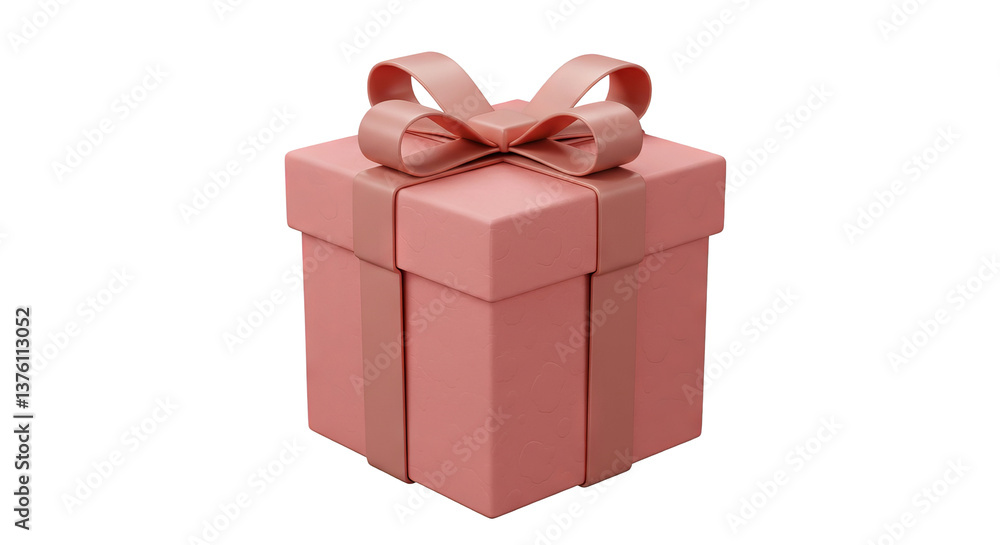 Fototapeta premium A pink gift box with a ribbon bow is presented