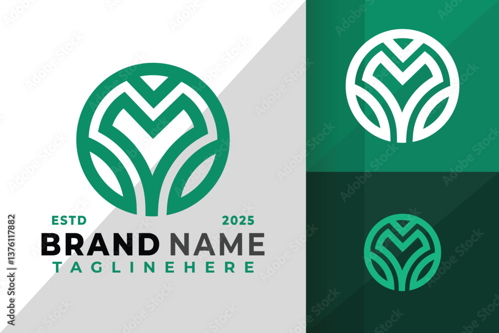 Letter M Circle Leaf Logo Icon Vector Design Illustration Letter M Circle Leaf Logo Icon Vector Design Illustration