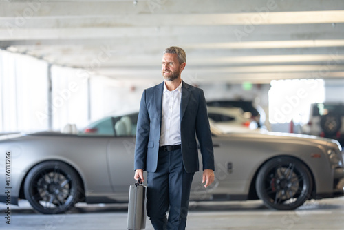 Wallpaper Mural Hispanic business man in suit outdoors. Rich businessman next to a luxury car. Global business. Successful business. Elegant business man in front of expensive car. Successful businessman. Torontodigital.ca