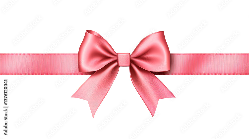 Pink ribbon and bow decoration for gifts, cut out transparent Pink ribbon and bow decoration for gifts, cut out transparent