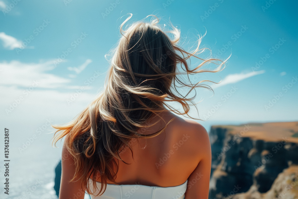 Woman with blowing hair Woman with blowing hair