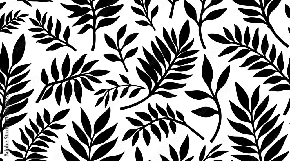 A set of six seamless botanical patterns featuring floral and leafy silhouettes in black, green, and pink on white backgrounds, ideal for textile or graphic design. A set of six seamless botanical patterns featuring floral and leafy silhouettes in black, green, and pink on white backgrounds, ideal for textile or graphic design.