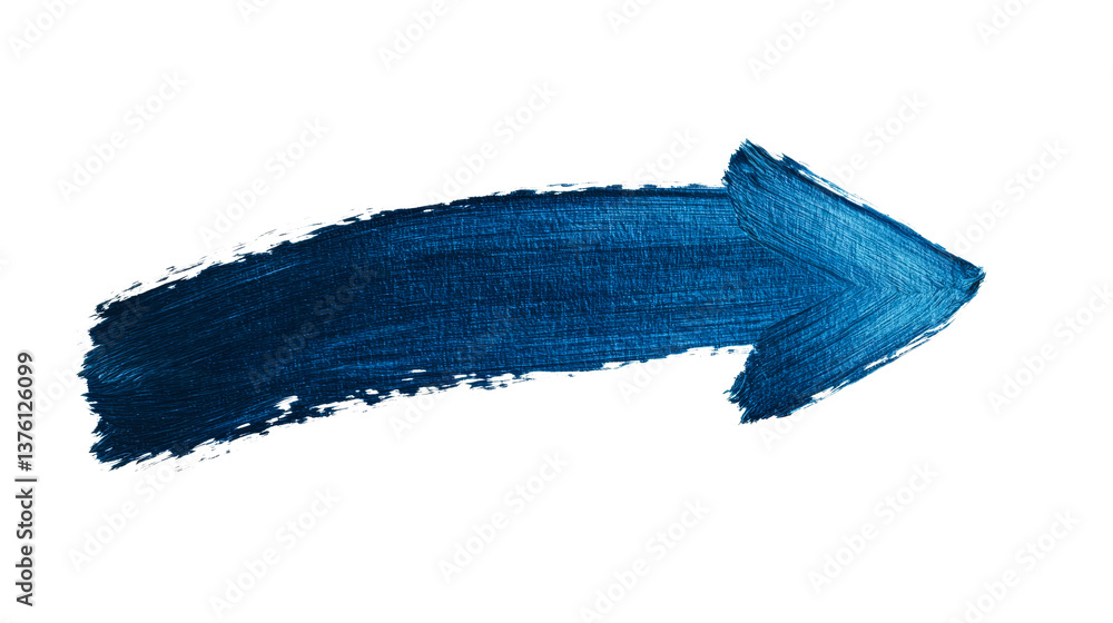 Fototapeta premium Blue brush arrow element direction, sign, symbol, move, isolated, cut out transparent