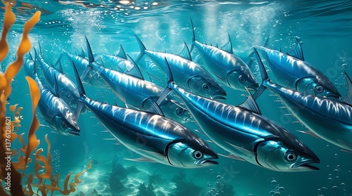 Obraz na płótnie School of Tuna w salonie