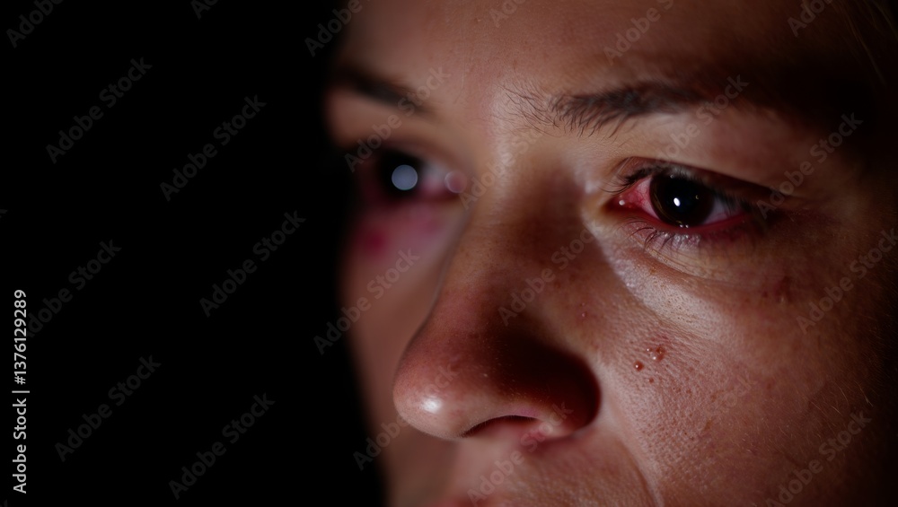 Close-up of red eyes highlighting insomnia and sleep deprivation concept Close-up of red eyes highlighting insomnia and sleep deprivation concept