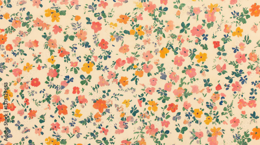 A whimsical springtime meadow bursting with tiny wildflowers in a delicate, hand-painted style on a warm, textured cream background. A whimsical springtime meadow bursting with tiny wildflowers in a delicate, hand-painted style on a warm, textured cream background.
