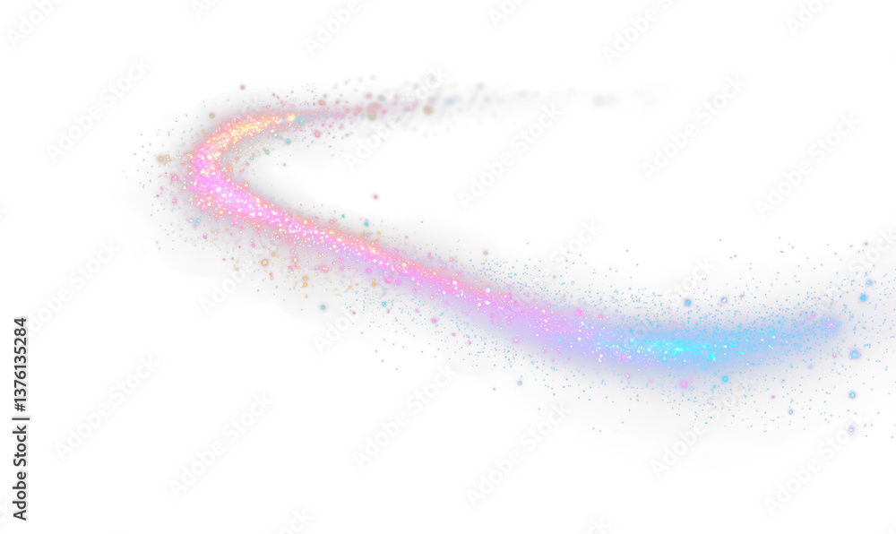 Obraz premium Rainbow Cosmic Sparkle Trail Isolate on Transparent Background, cutout, png