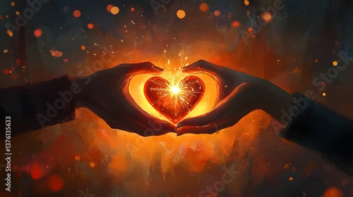 Wallpaper Mural Hands Forming Heart Shaped Glow Amidst Starry Night Sky Torontodigital.ca