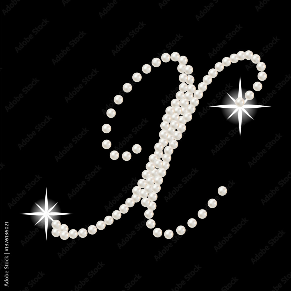 Obraz premium Capital Letters of English alphabet romantic with pearls