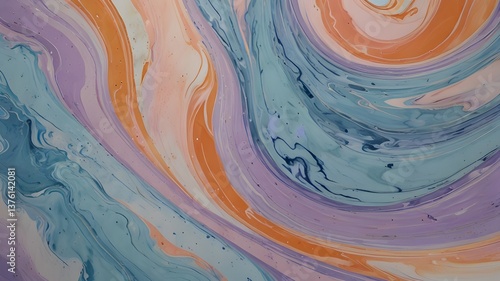 A marble-like swirl of soft lavender, peach, and sky blue, representing the essence of spring 