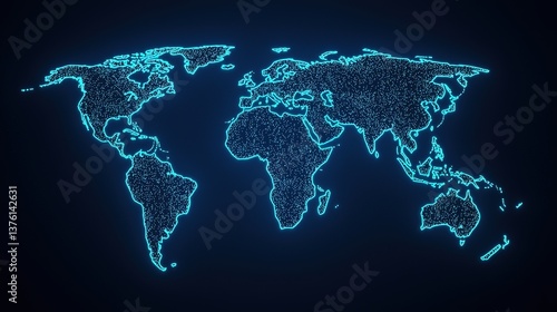 Global connectivity digital world map visualization virtual environment abstract design futuristic view