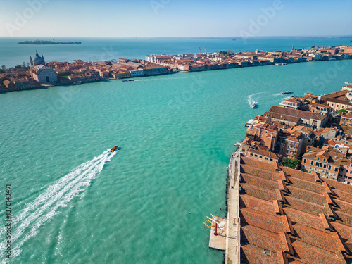 Aerial view of Venezia Old City and Giudecca Island