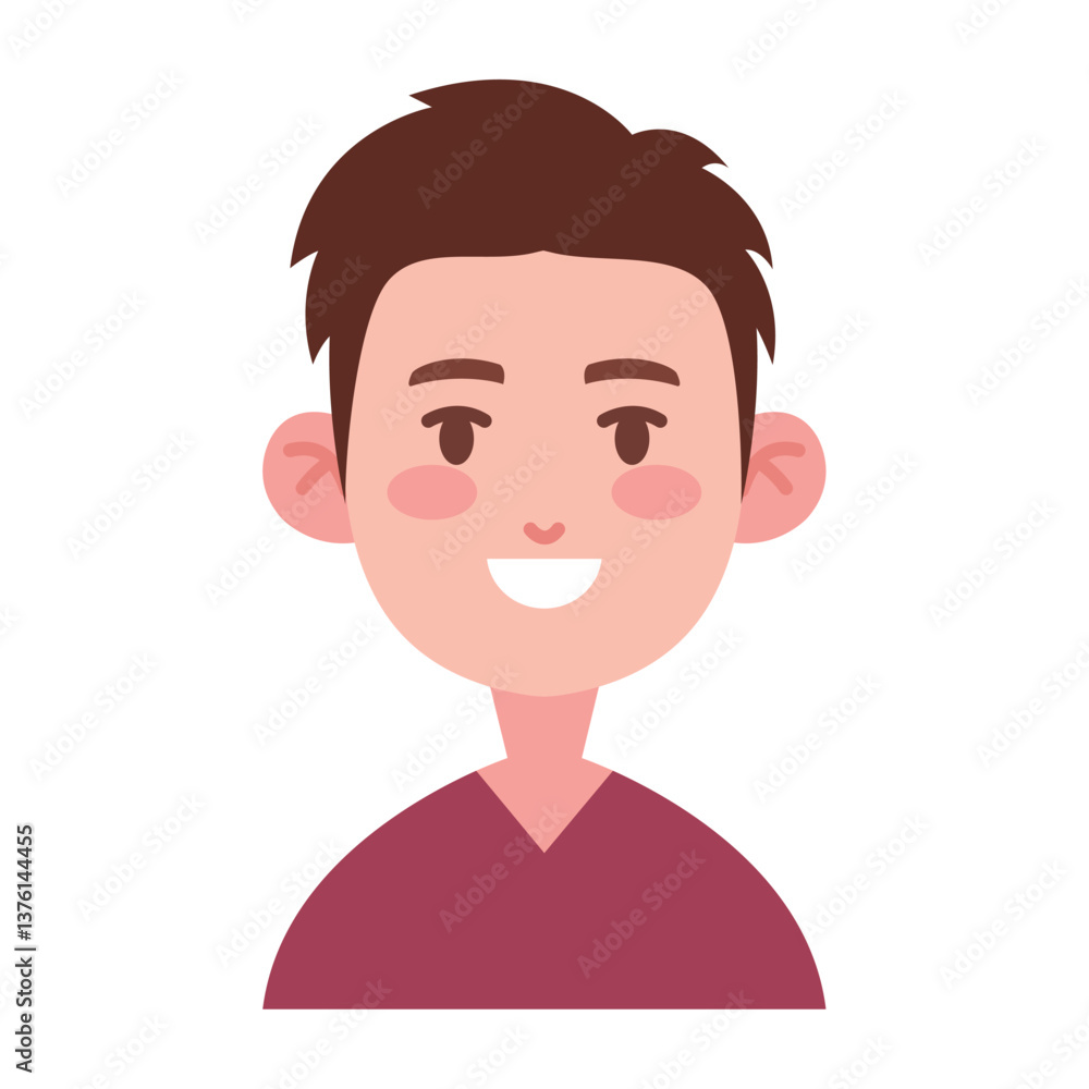 Cute Smiling Man Avatar in Vector Style Cute Smiling Man Avatar in Vector Style