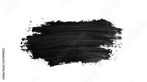 Fototapeta Naklejka Na Ścianę i Meble -  Grungy black paint stroke with white outline, cut out transparent