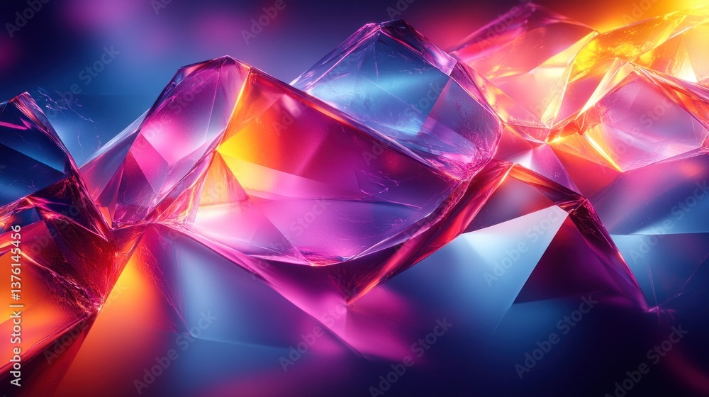 Glowing crystals abstract background; vibrant, digital art Glowing crystals abstract background; vibrant, digital art