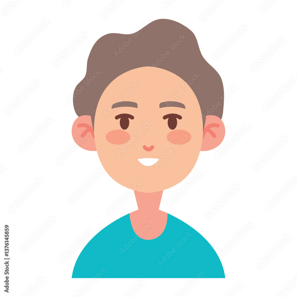 Cute Smiling Man Avatar in Vector Style Cute Smiling Man Avatar in Vector Style