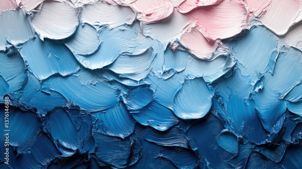 Obraz premium Abstract textured paint strokes in calming shades of blue and pastel colors