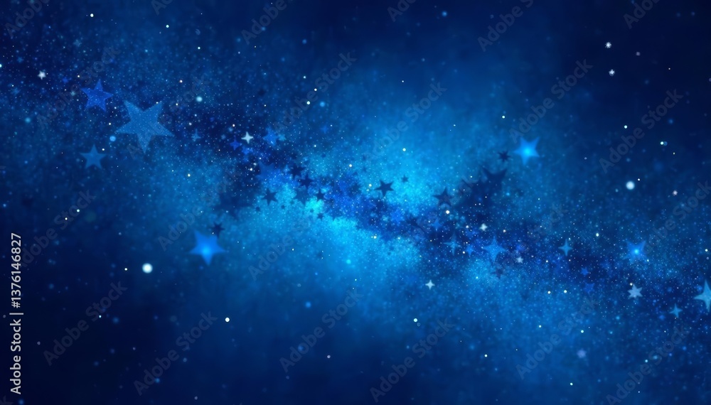 Obraz premium Blue celestial background with twinkling stars, cosmos, fantasy, galaxy
