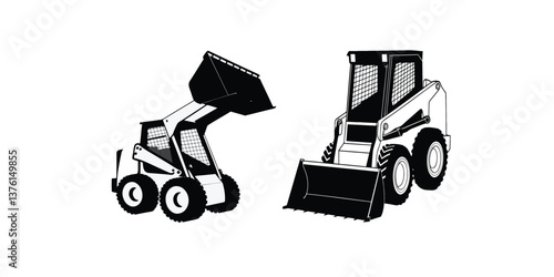 Print   Skid steer loader vector icon  isolated on white background