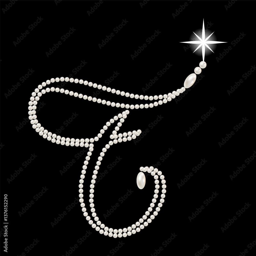 Capital Letters of English alphabet romantic with pearls