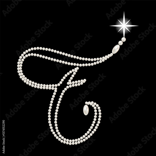 Obraz na płótnie Capital Letters of English alphabet romantic with pearls w salonie
