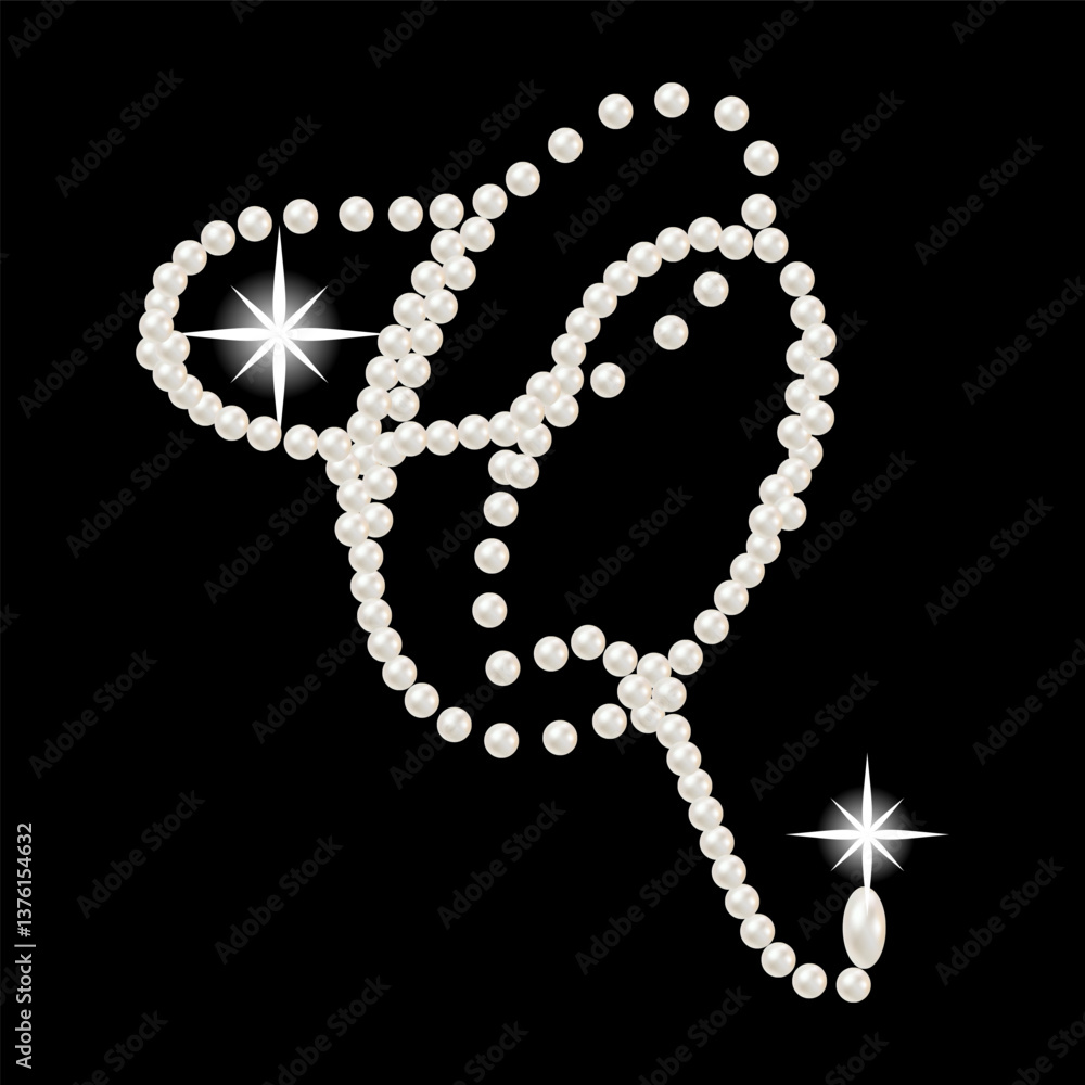 Capital Letters of English alphabet romantic with pearls