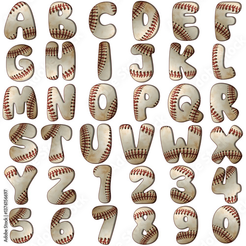 Baseball Alphabet Letter And Numbers Clipart PNG for Decoration