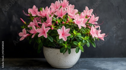 Wallpaper Mural Close-up View of Potted Plant with Pink Flowers for Interior Design and Gardening Projects Torontodigital.ca
