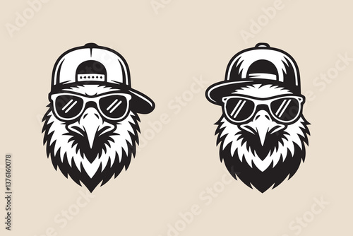 eagle sunglasses Black and White Vector