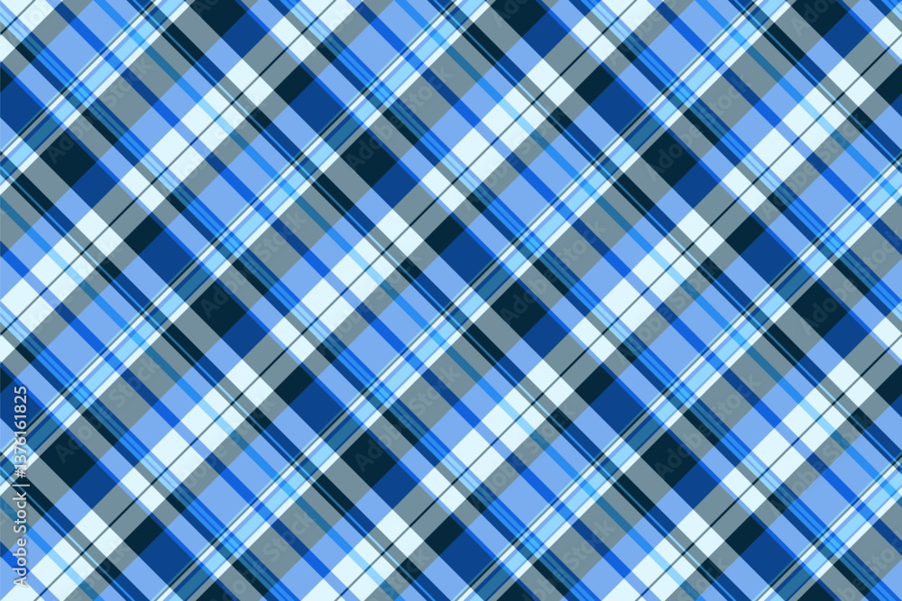 Cool fabric texture background, mid textile tartan pattern. Male vector seamless plaid check in blue and pastel colors. Cool fabric texture background, mid textile tartan pattern. Male vector seamless plaid check in blue and pastel colors.