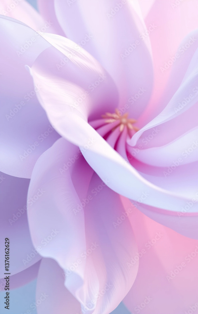 Naklejka premium Delicate petals unfold in a serene pastel world filled with soft light and tranquility