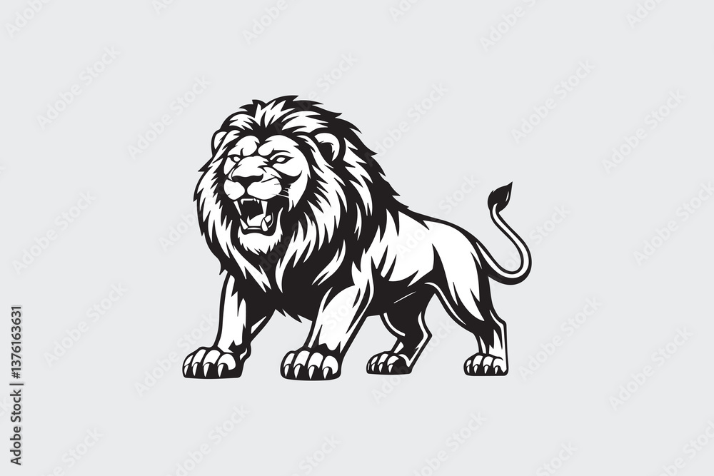 Obraz premium roaring lion Black and White Vector