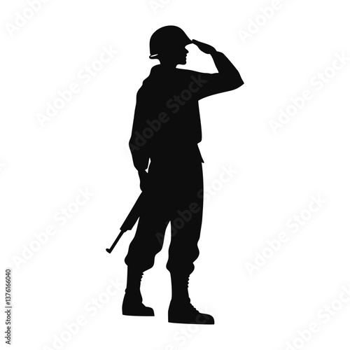 silhouette of a army salut man with a gun