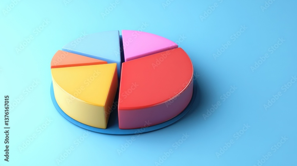 Colorful pie chart representing data segments on a blue background showcasing visual analytics for presentations or reports Colorful pie chart representing data segments on a blue background showcasing visual analytics for presentations or reports