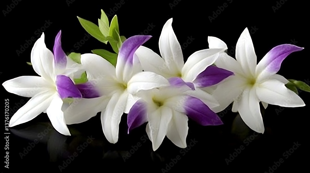 Fototapeta premium White and Purple Flowers on Black